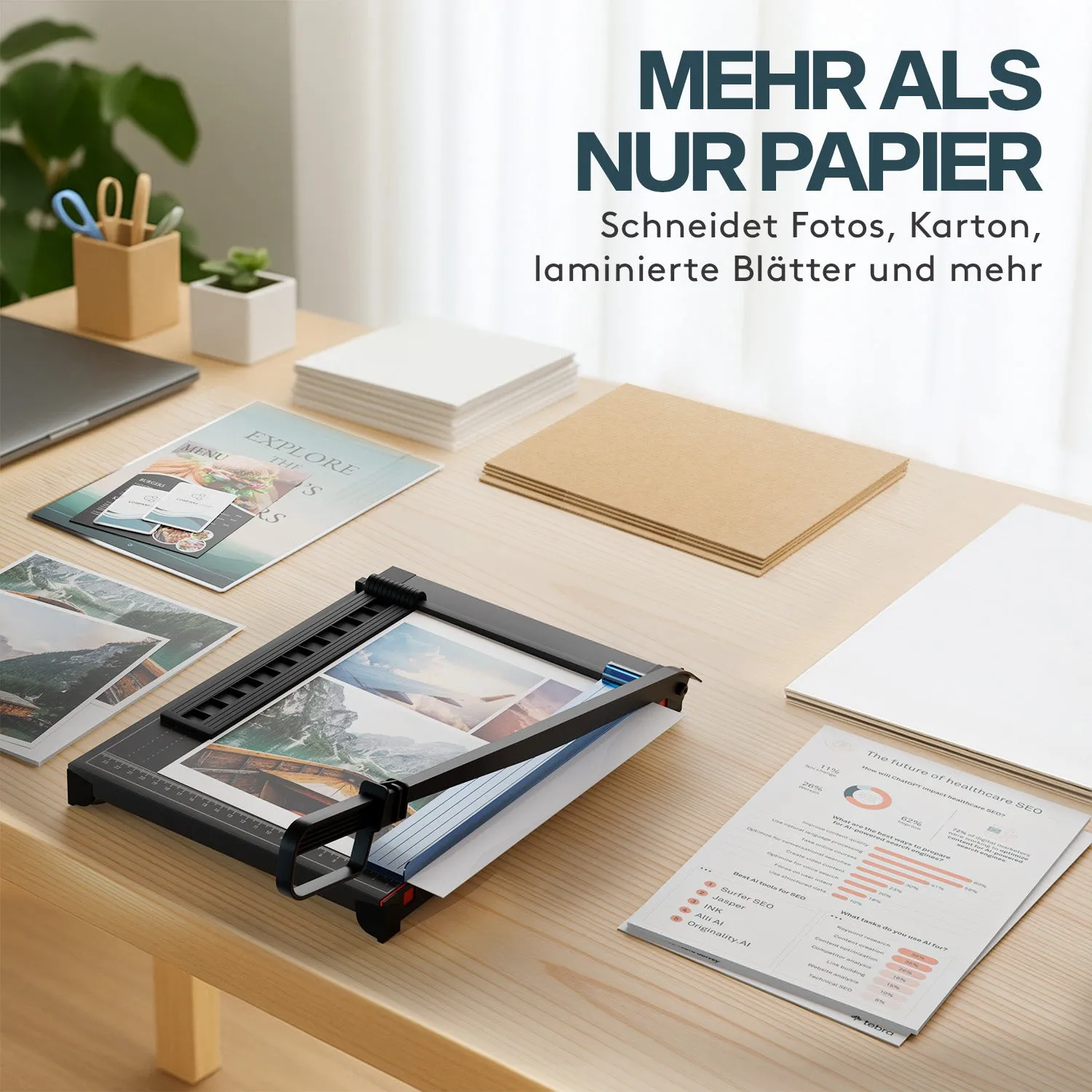 ACROPAQ taglierina carta A4 base metallo nera 8 fogli