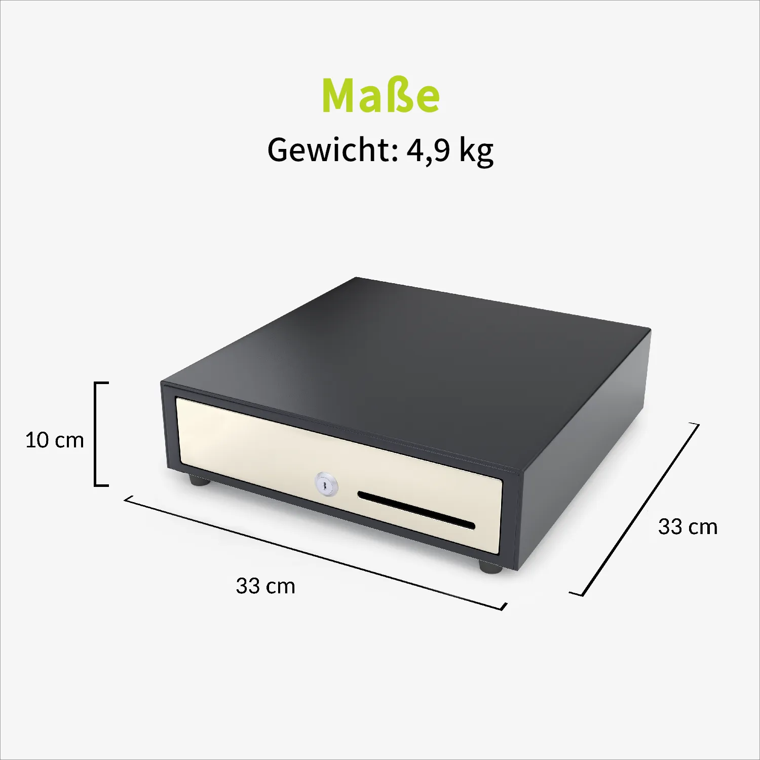Acropaq AC335TIBK Cassetto Contanti Inox Nero 33x33 cm