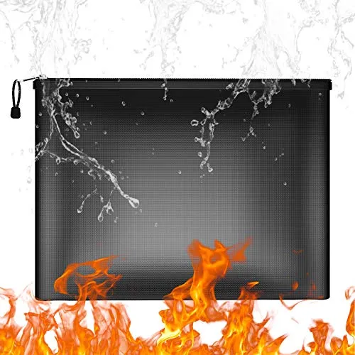 ABClife Borsa Portadocumenti Ignifuga Nera A4 38x28 cm con Cerniera