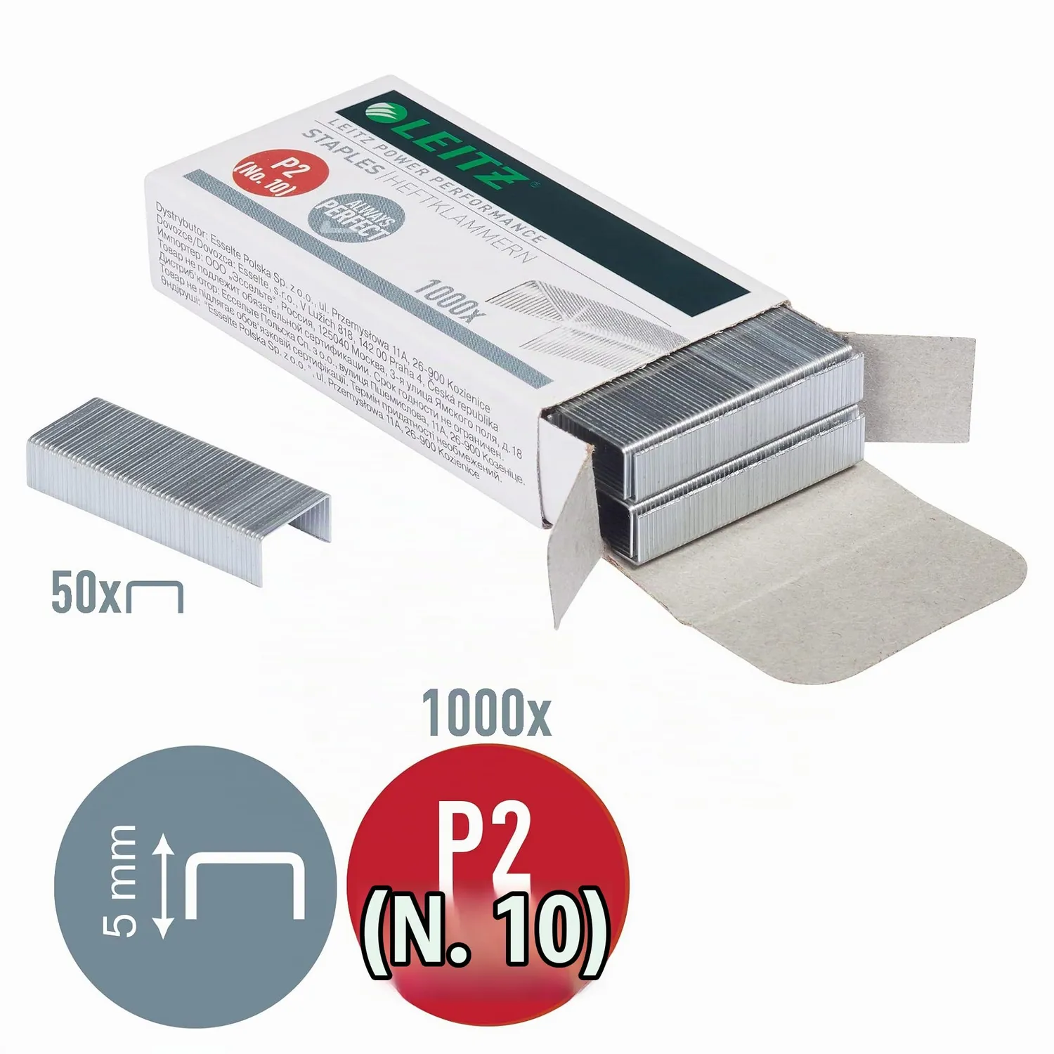 Leitz P2 No.10 55770000 punti metallici acciaio 1000 pezzi