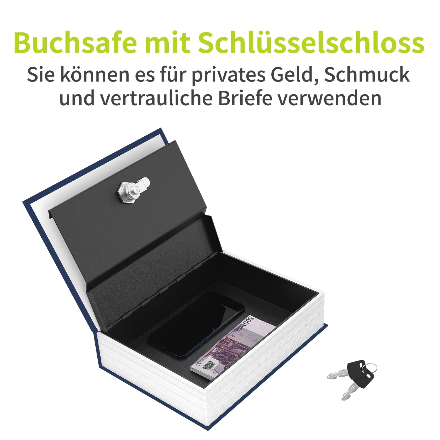 ACROPAQ Libro cassaforte medium blu chiave