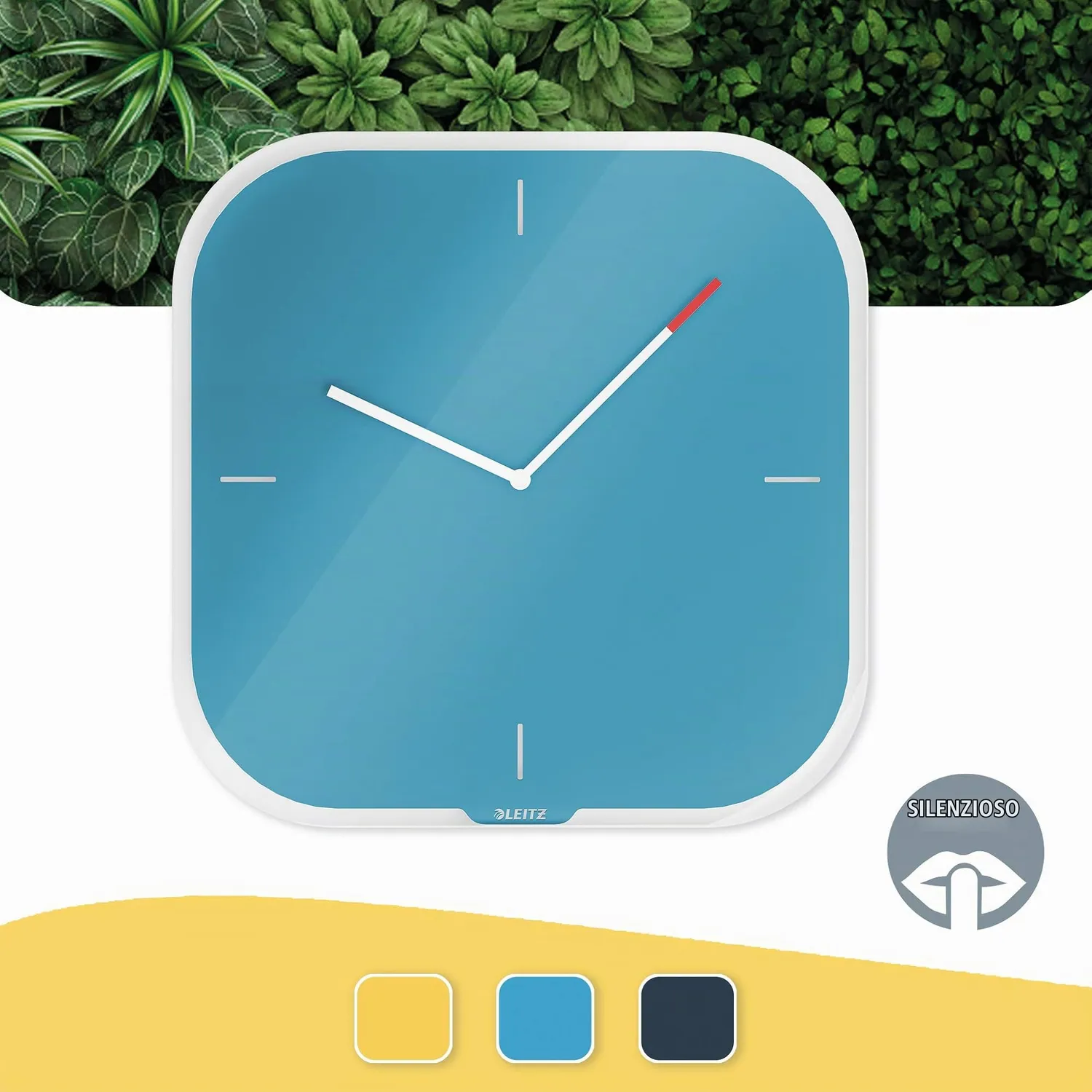Leitz Cosy 90170061 orologio da parete vetro blu calmo