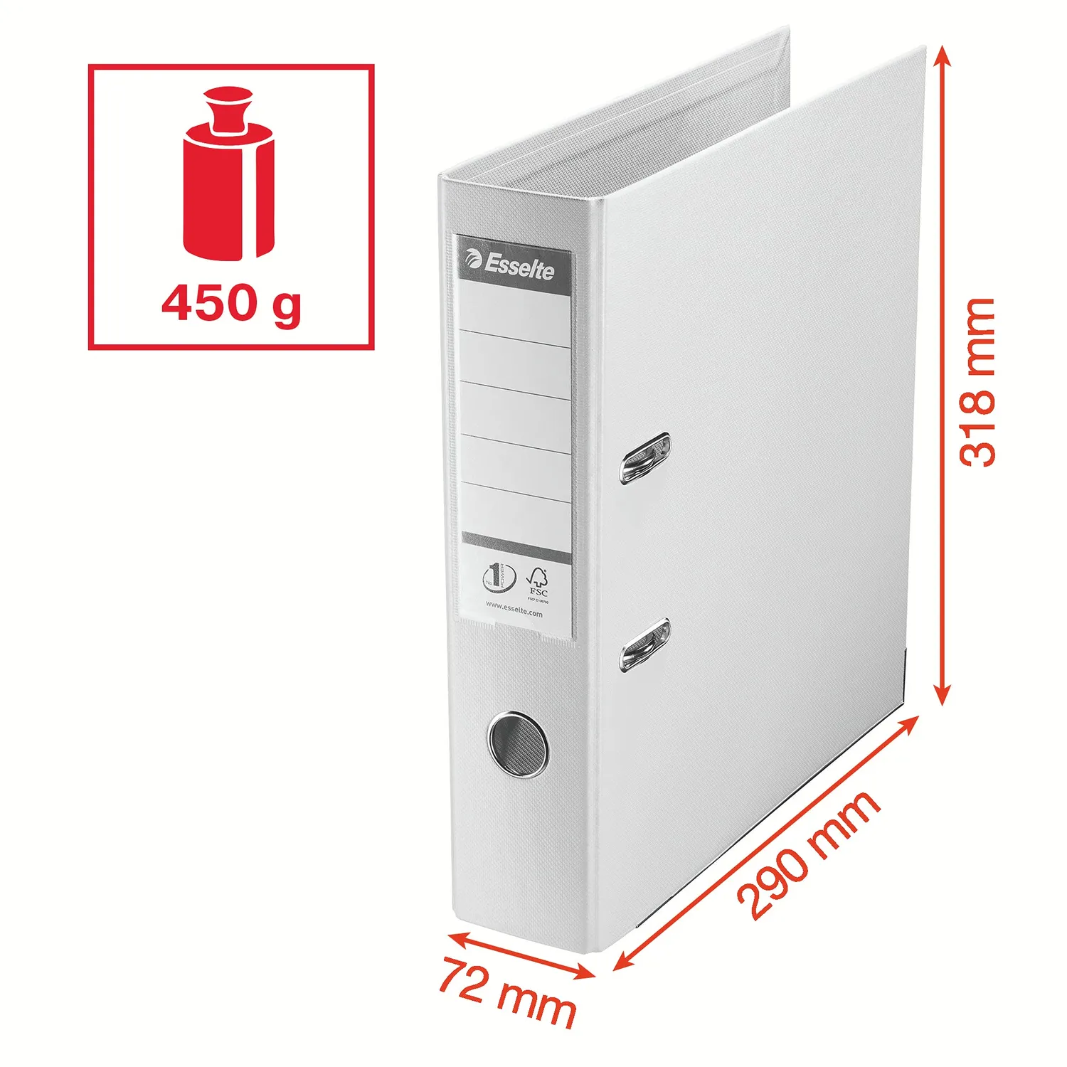 Esselte N°1 Power 162510 registratore a leva A4 bianco 5 pezzi 75mm