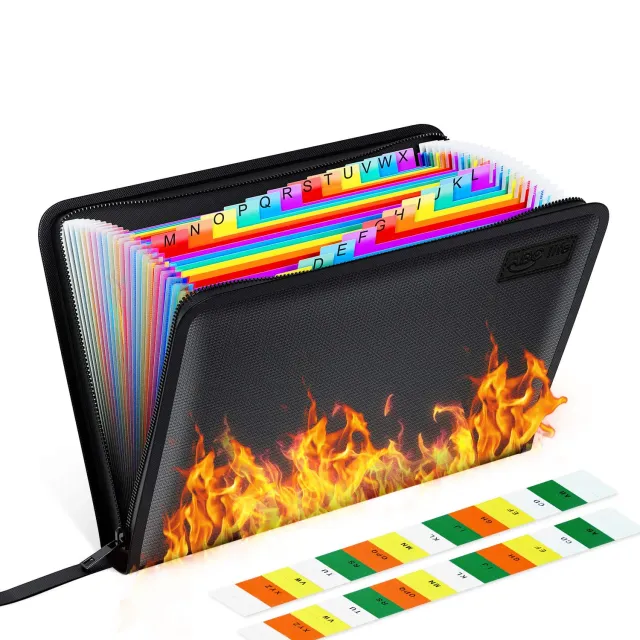 ABClife 24 Tasche Portadocumenti Ignifugo Nero A4 con Cerniera