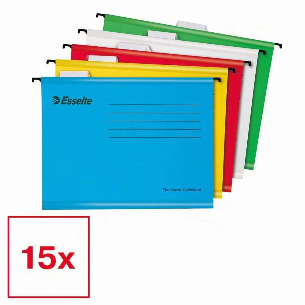 Esselte 628808 Cartelle Sospese A4 rinforzate 15 pezzi assortiti