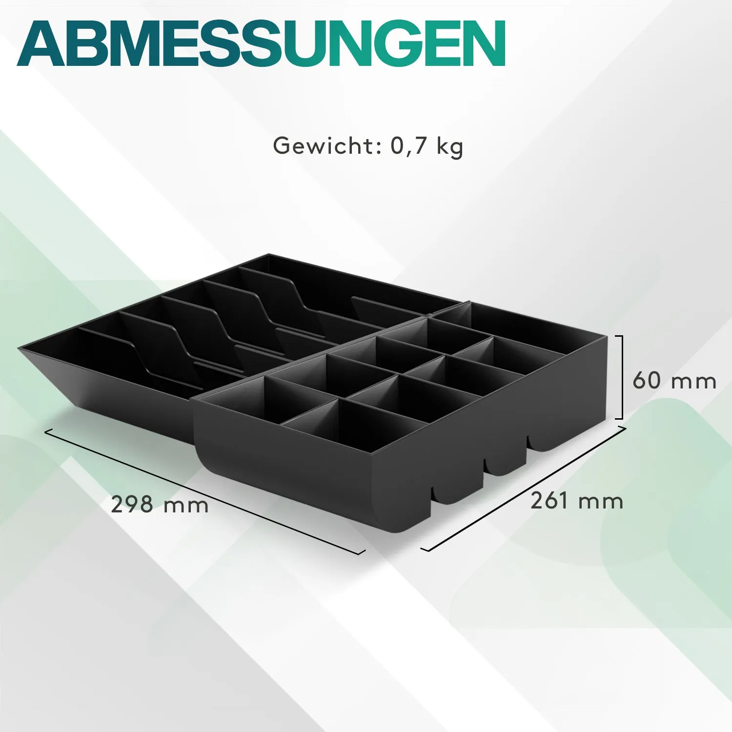ACROPAQ Vassoio cassa nero 8+4 scomparti con chiave