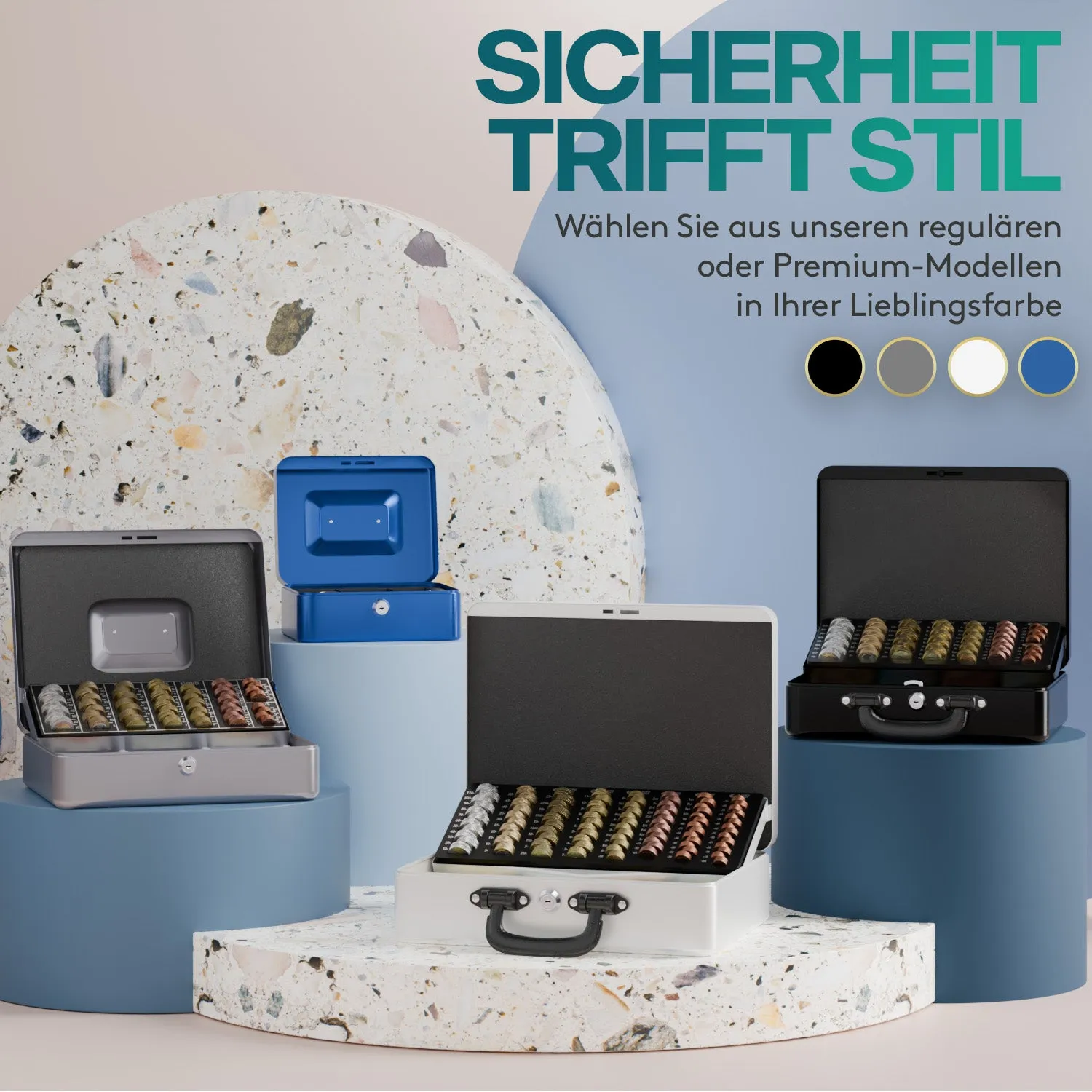 ACROPAQ Cassetta Portavalori con Chiave 30x25x9 Grigia