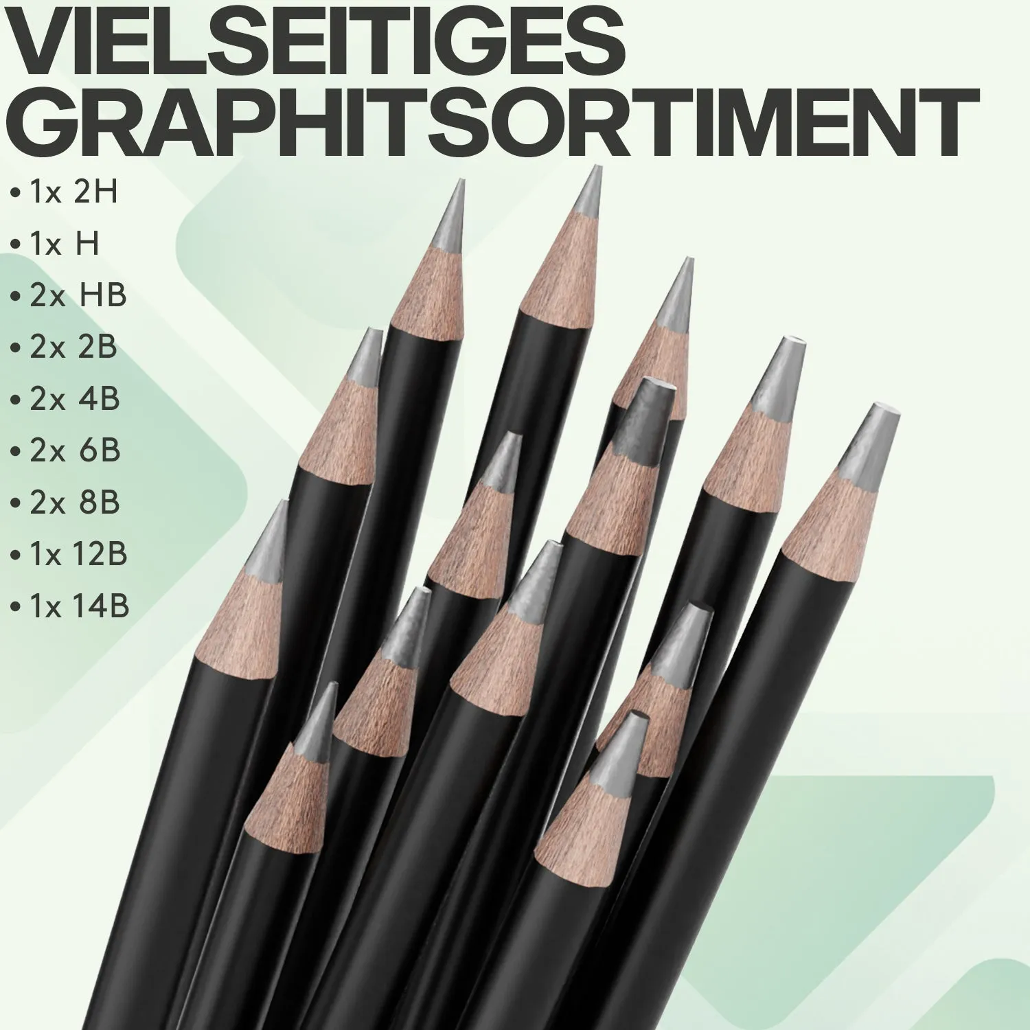 ACROPAQ Set Disegno 29 Pezzi Grafite Carboncino Nero