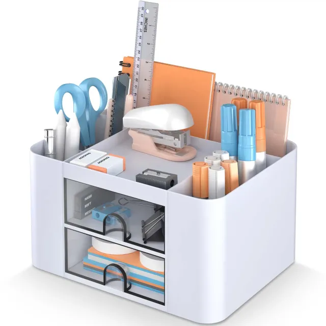 ACROPAQ Organizer da Scrivania Bianco 5 Scomparti 2 Cassetti