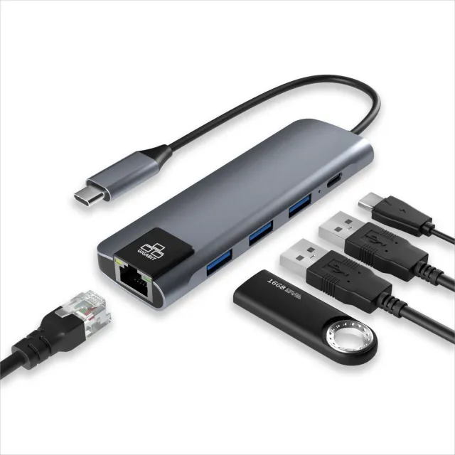 Acropaq Hub USB-C 5 in 1 con LAN RJ45