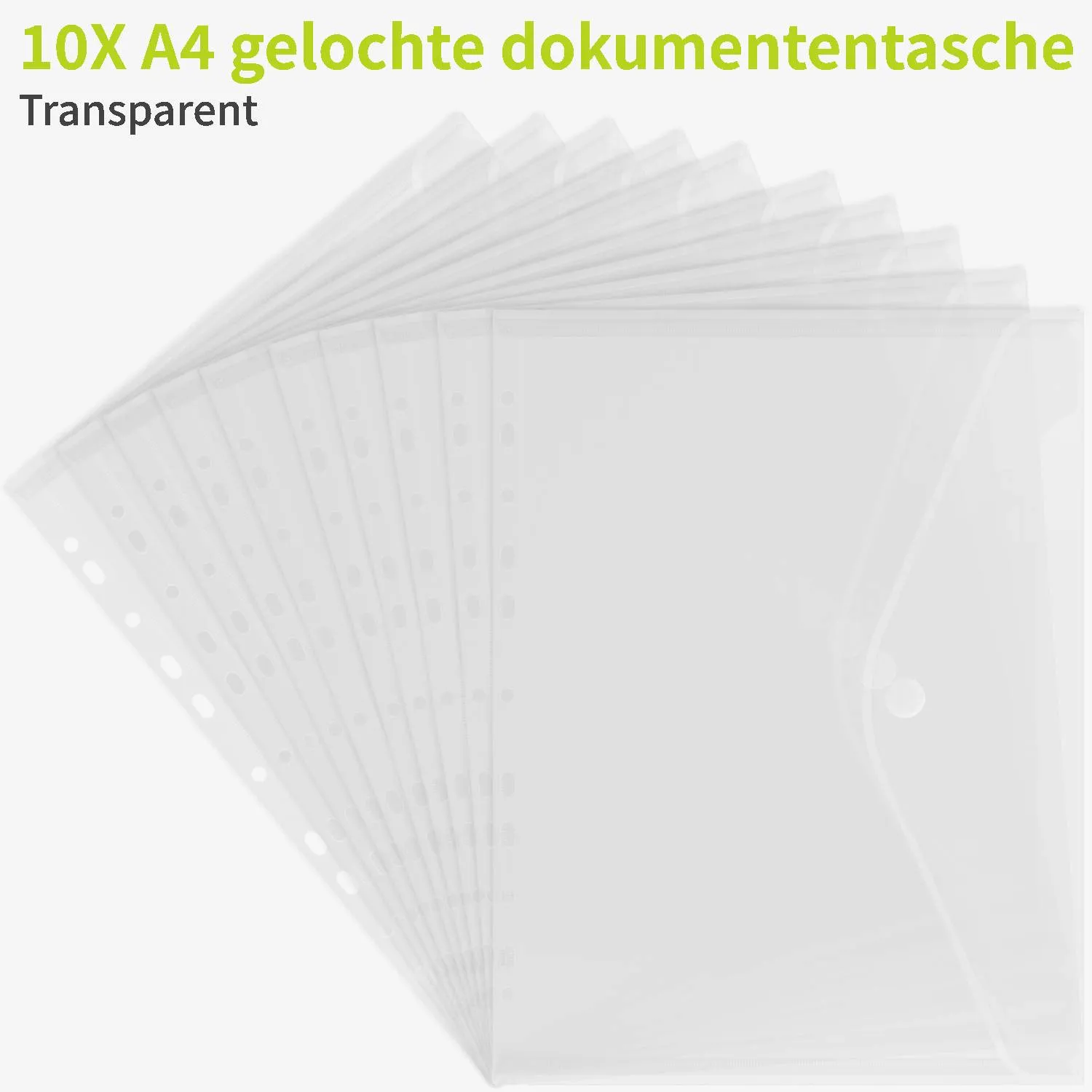 Acropaq Busta Portadocumenti A4 Velcro Trasparente 10 Pezzi