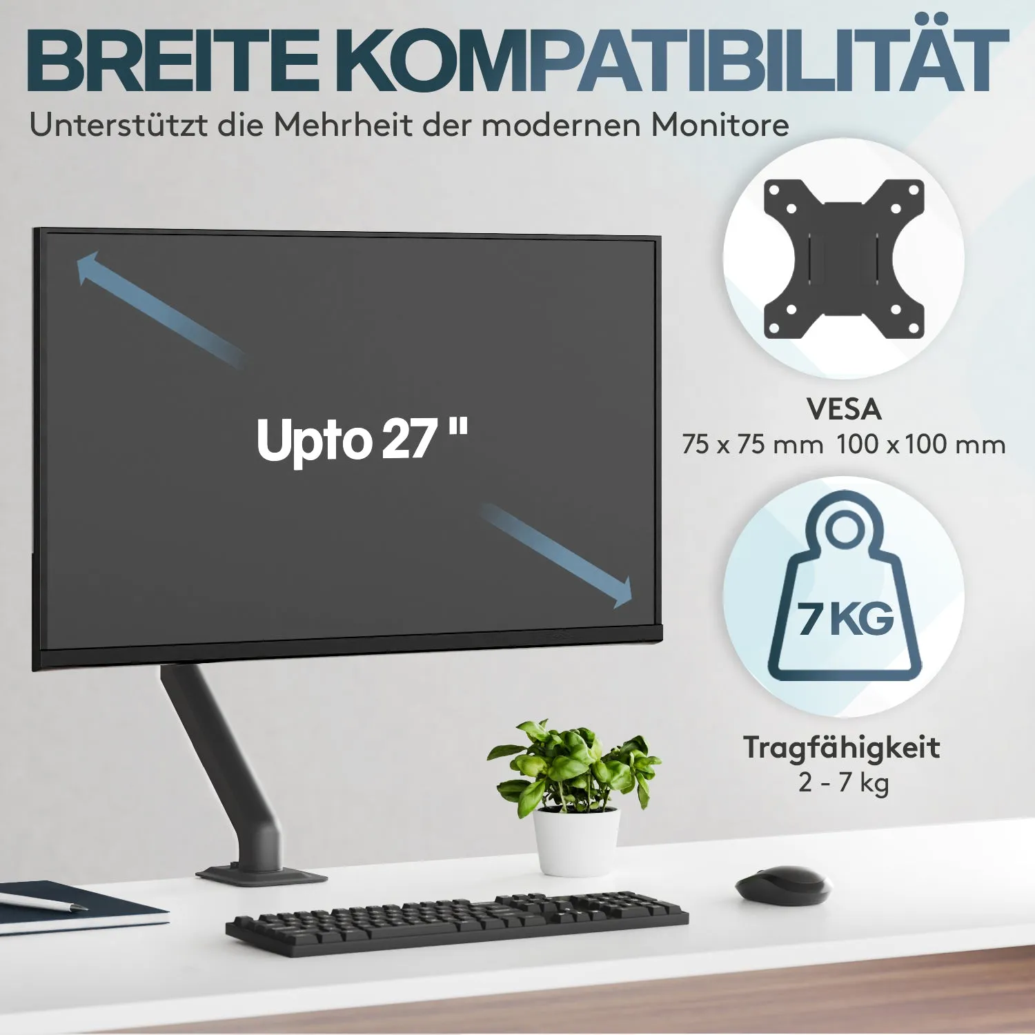 ACROPAQ braccio monitor singolo 17-27" molla a gas