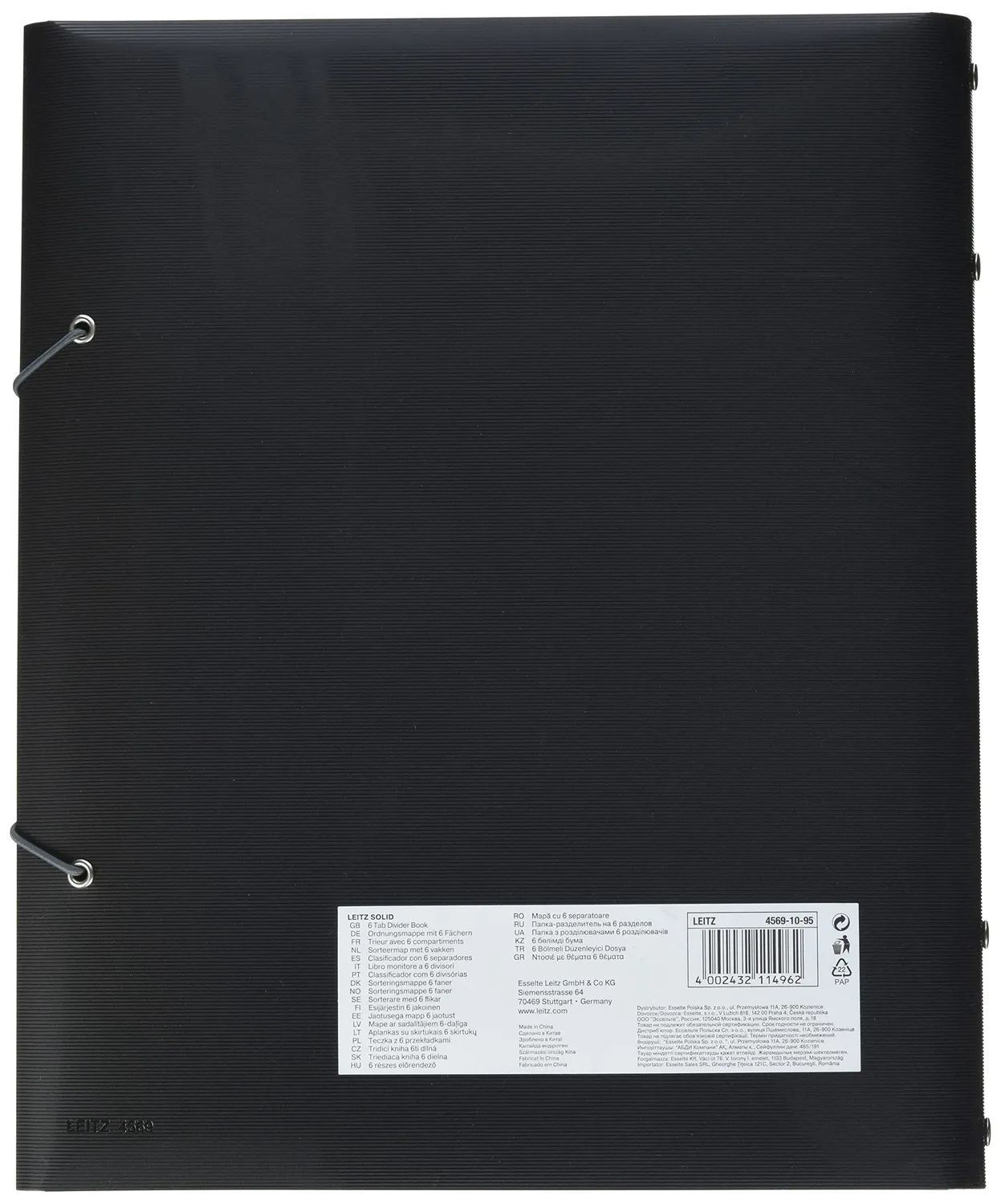 Leitz Ergo WOW Solid cartellina A4 6 scomparti nera