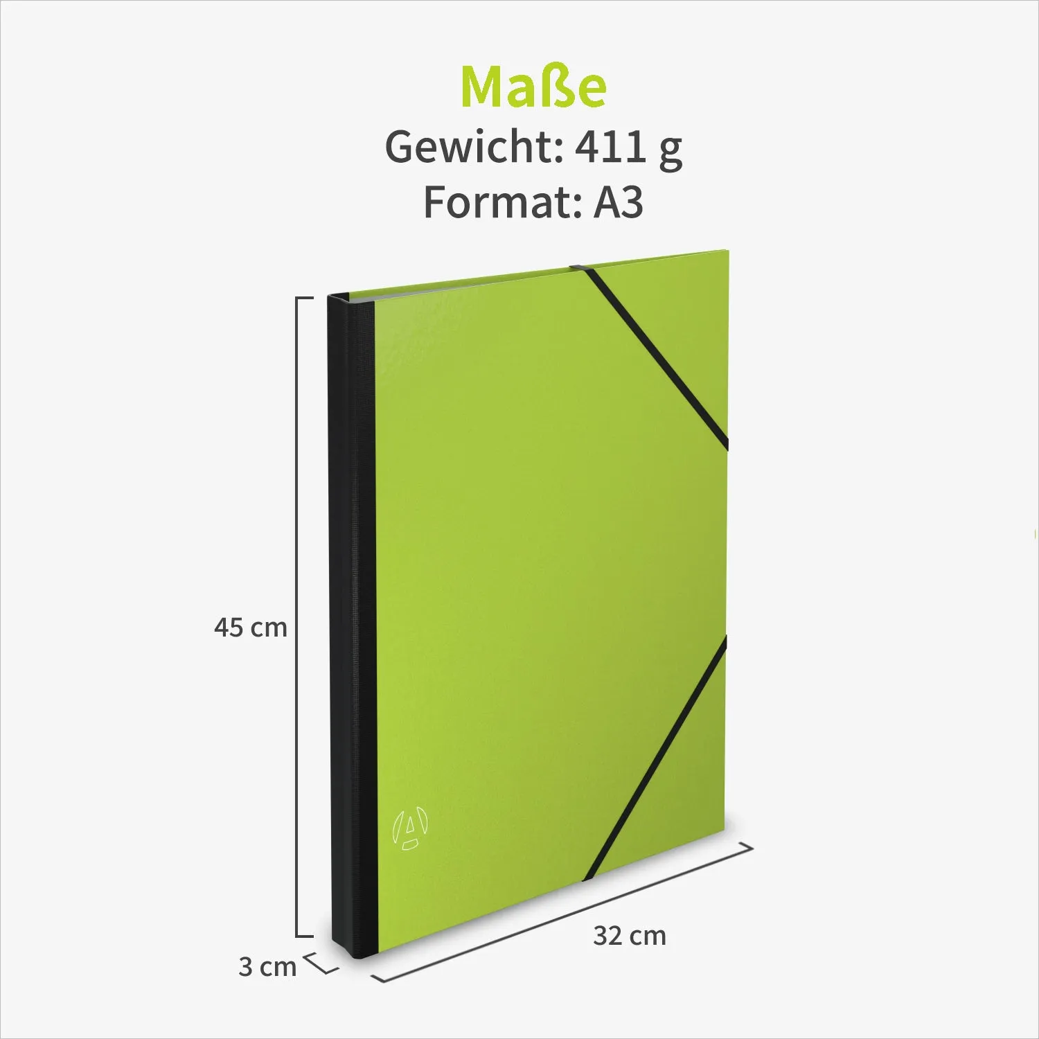 ACROPAQ Cartella Portadisegni A3 Verde Menta con Elastici