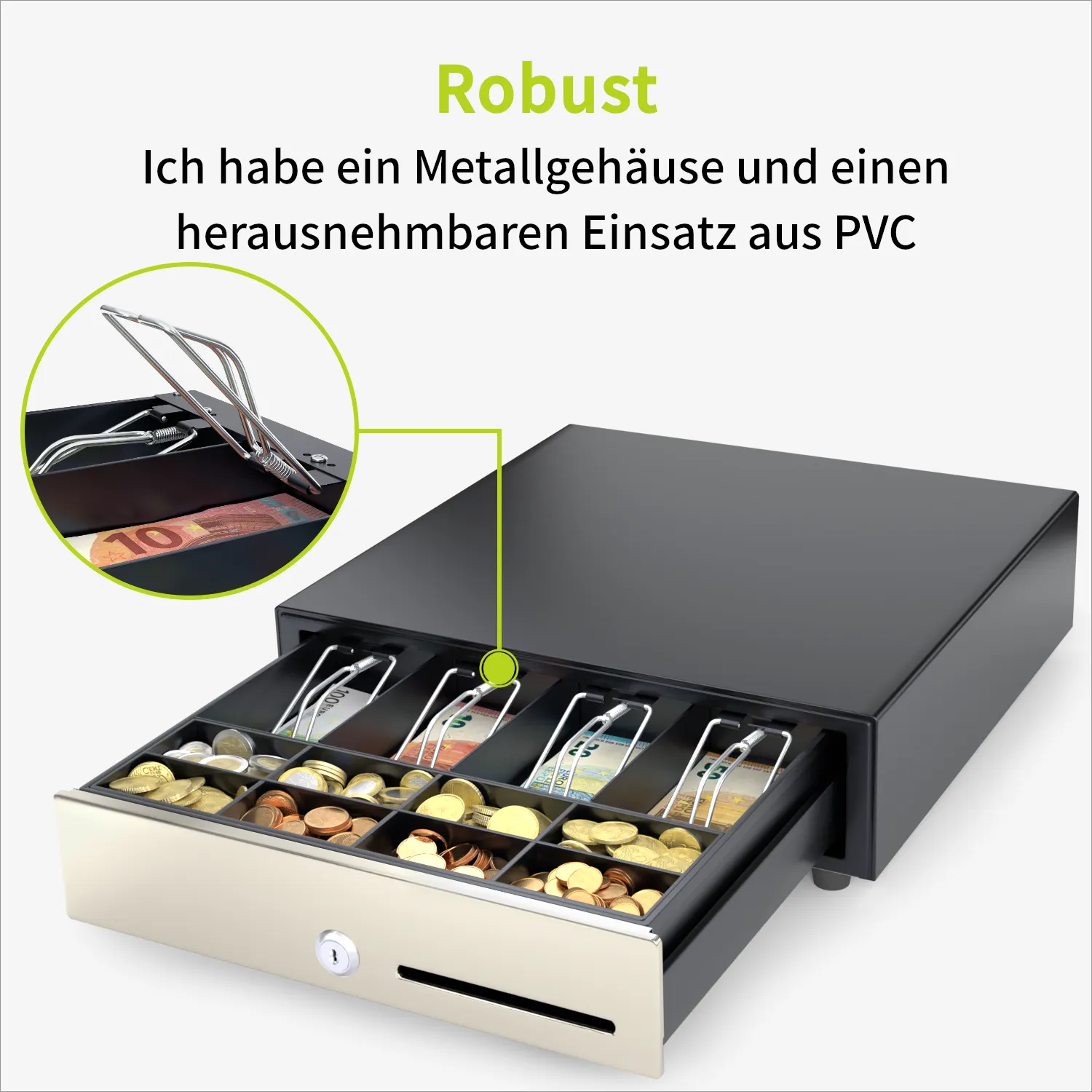 Acropaq AC335TIBK Cassetto Contanti Inox Nero 33x33 cm