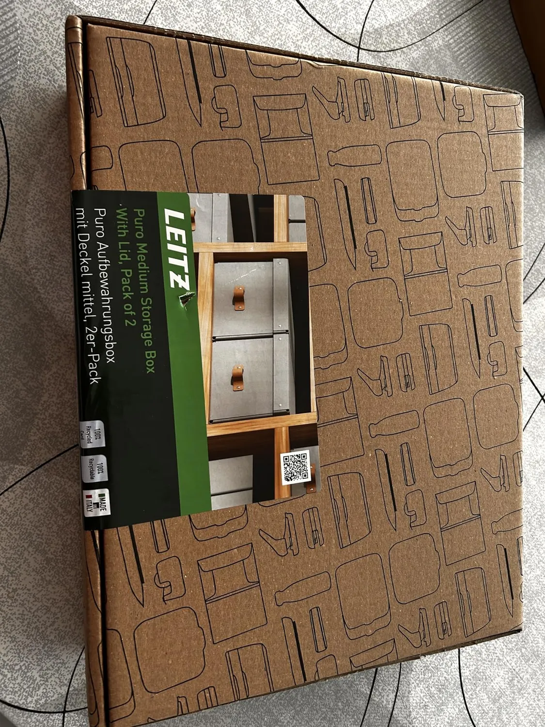 Leitz Puro Scatole Medie Portaoggetti Tortora 2 Pezzi 17 L