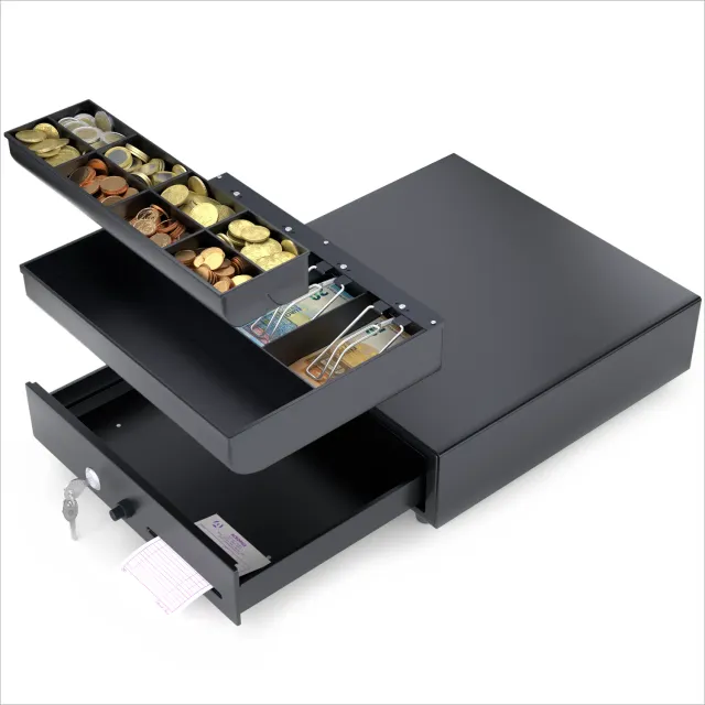 ACROPAQ Cassetto Contanti 33x33 cm Nero a Pulsante