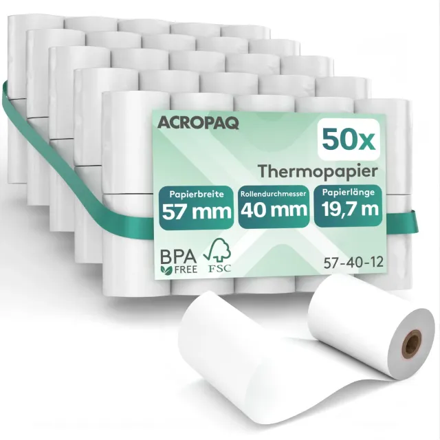 ACROPAQ Rotoli termici 57x40 mm 50 pezzi BPA free