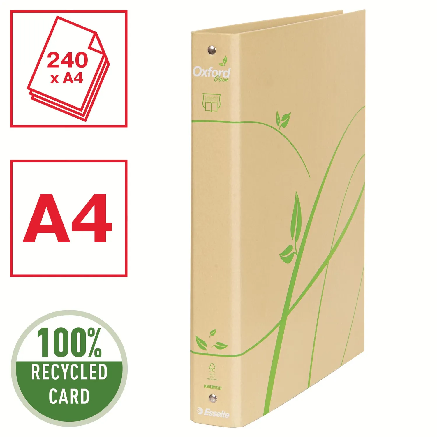 Oxford Green 4-30 Raccoglitore 4 Anelli A4 Maxi Floreale