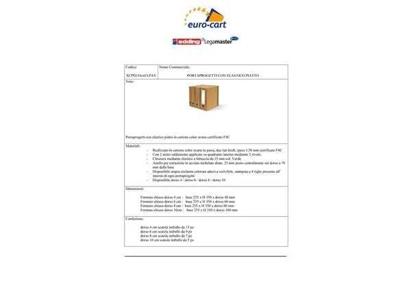 Euro-Cart Cartellina Rigida Elastico dorso 4 cm 35x25 cm avana