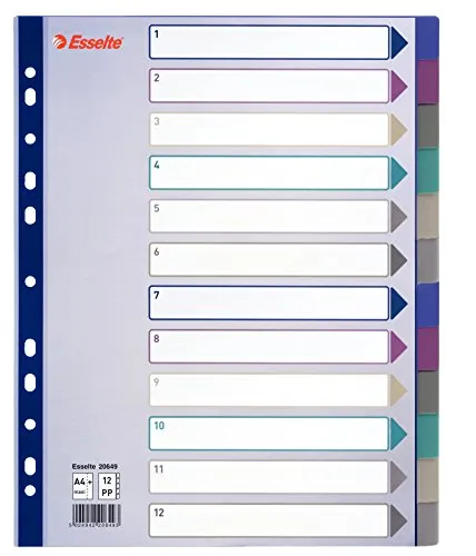 Esselte 20649 divisori traslucidi Maxi 12 tasti A4