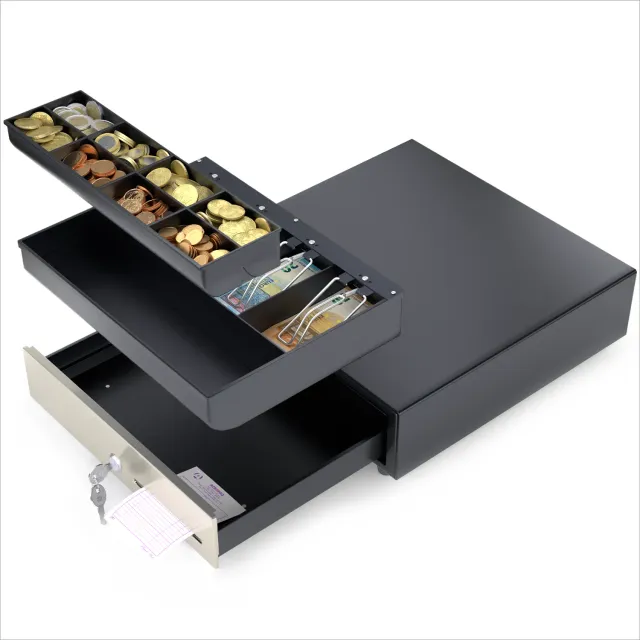 ACROPAQ AC335TIBK Cassetto Portadenaro 33x33 cm Inox Nero Tattile
