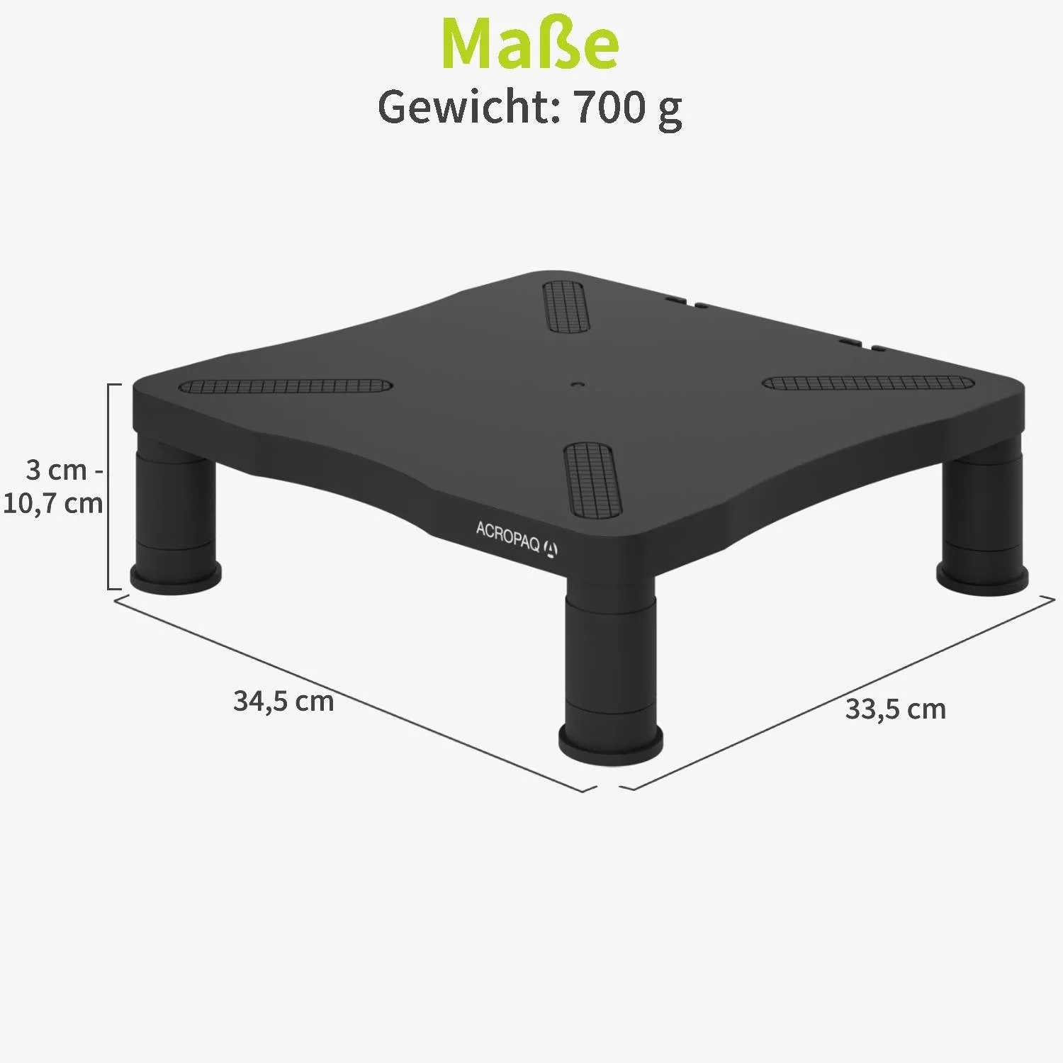 Acropaq AR300 supporto monitor nero rialzo scrivania