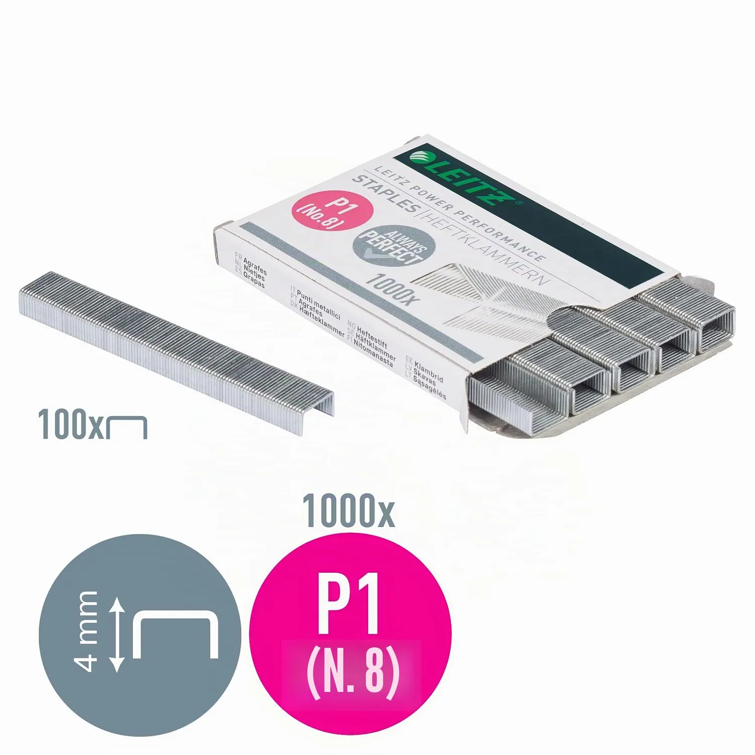 Leitz Ergo WOW 55780000 N°8 punti metallici 1000 pz 15 fogli