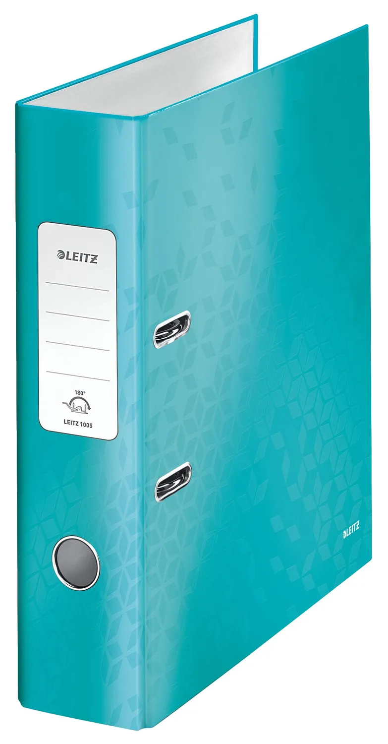 Leitz Wow registratore a leva blu ghiaccio A4 dorso 80 mm