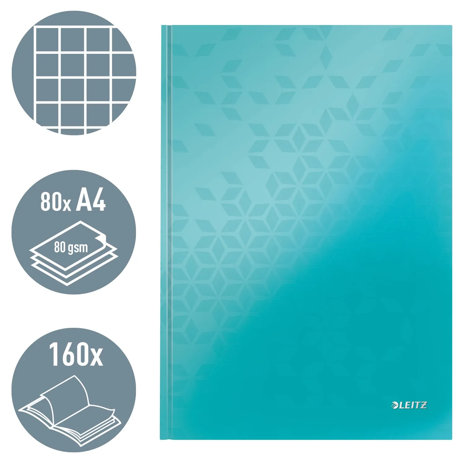 Leitz WOW 46261251 quaderno A4 quadretti acquamarina 80 fogli