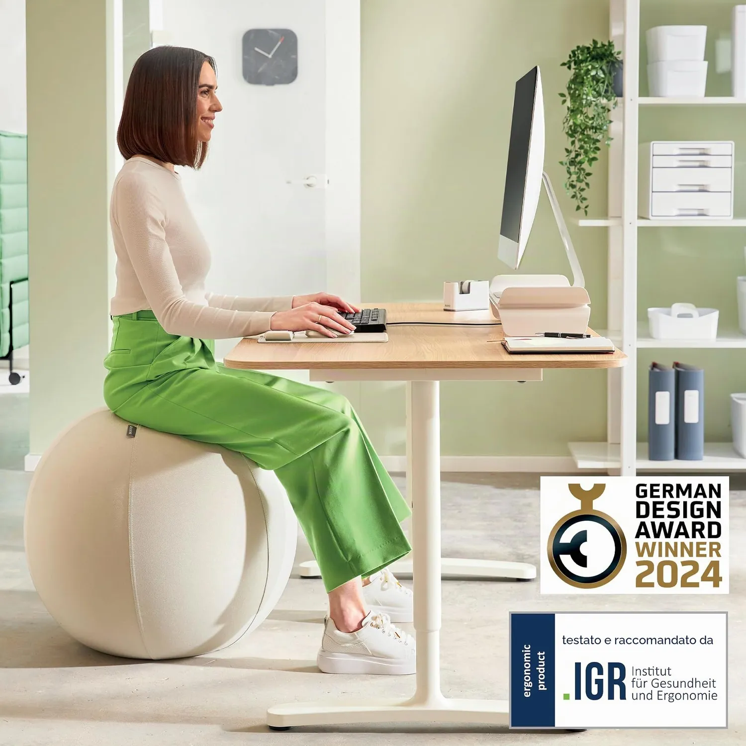 Leitz Ergo Active palla da seduta 75 cm grigio chiaro ergonomica