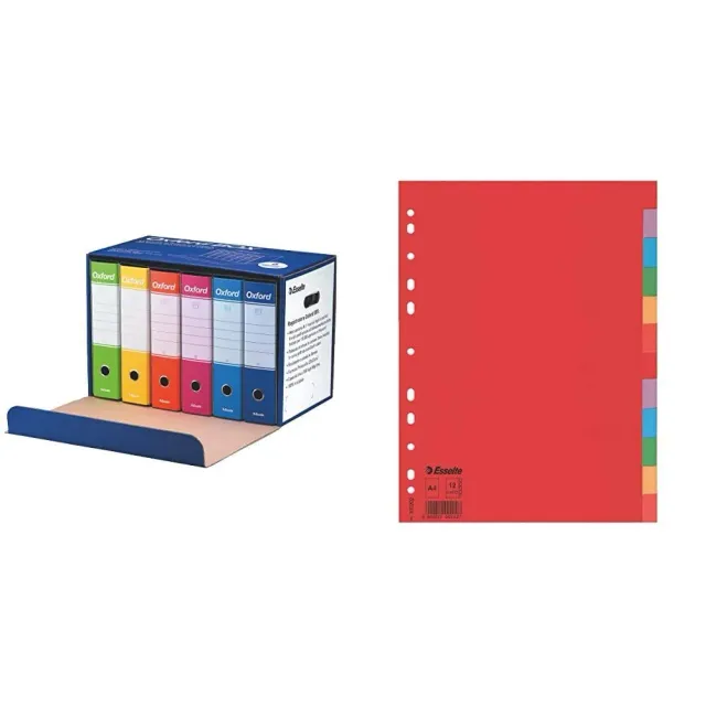 Esselte Oxford G85 registratori A4 multicolore 6 pezzi divisori