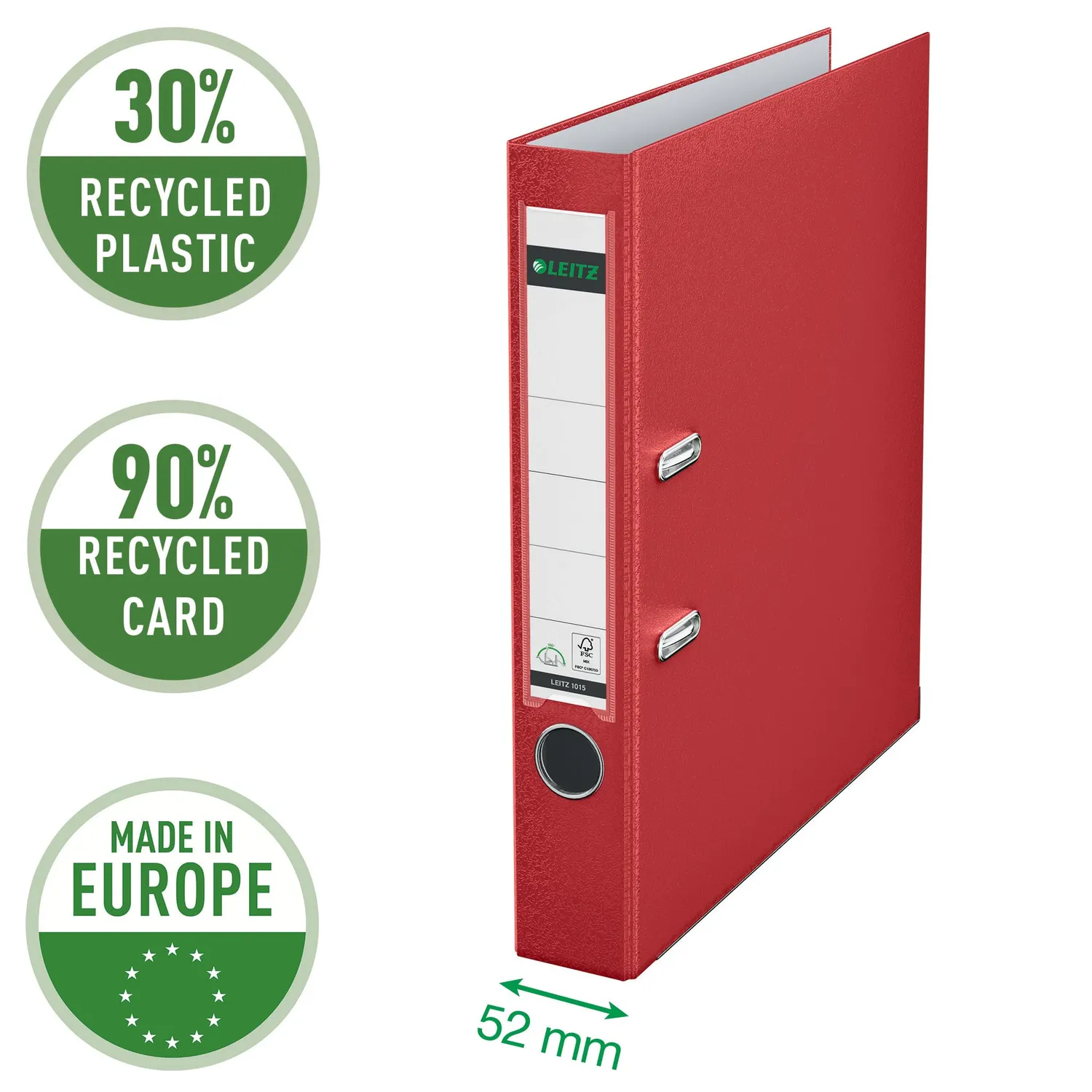 Leitz 180° Registratore a Leva 10155025 Rosso 52 mm 350 Fogli