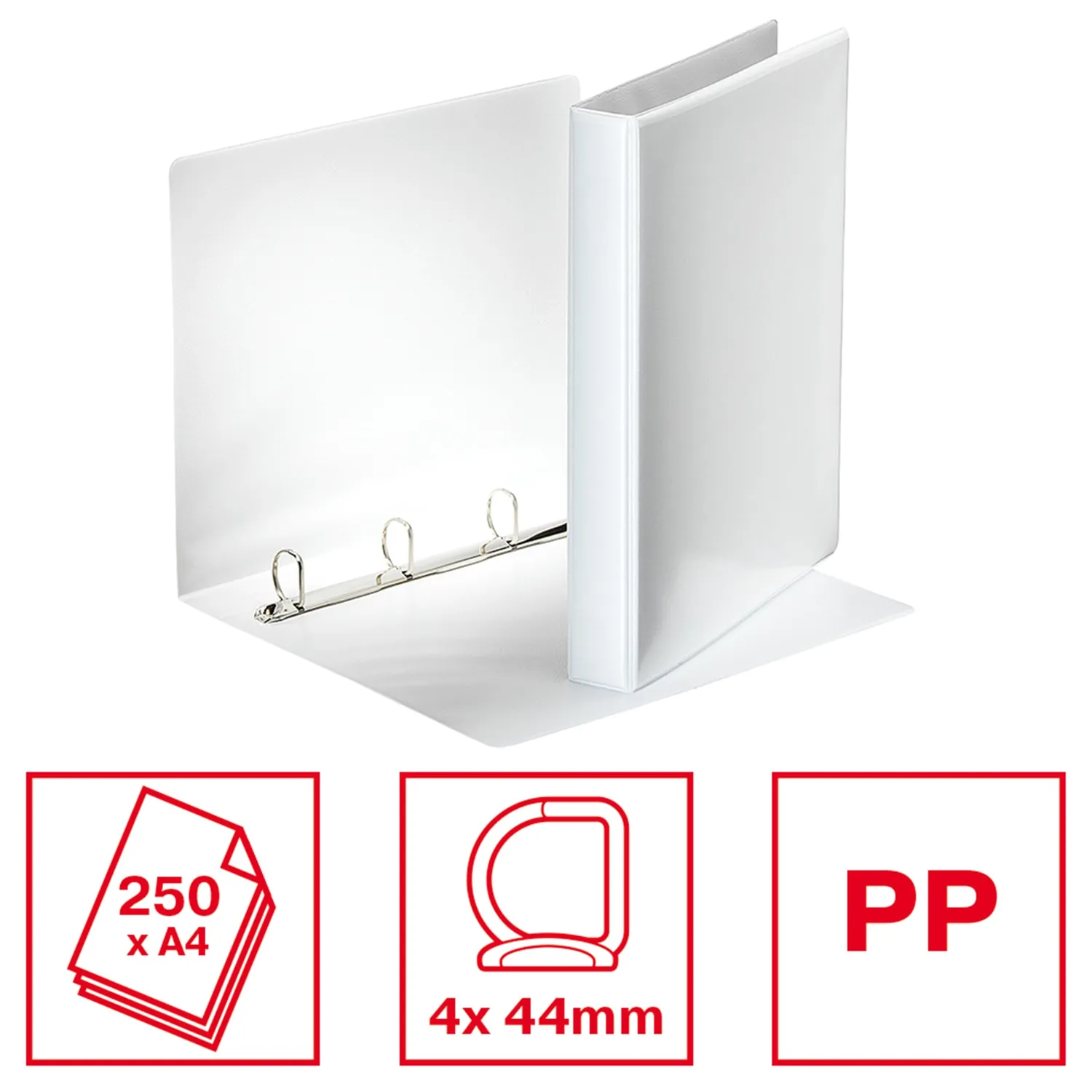 Esselte Essentials Panorama raccoglitore 4 anelli bianco 4.4 cm