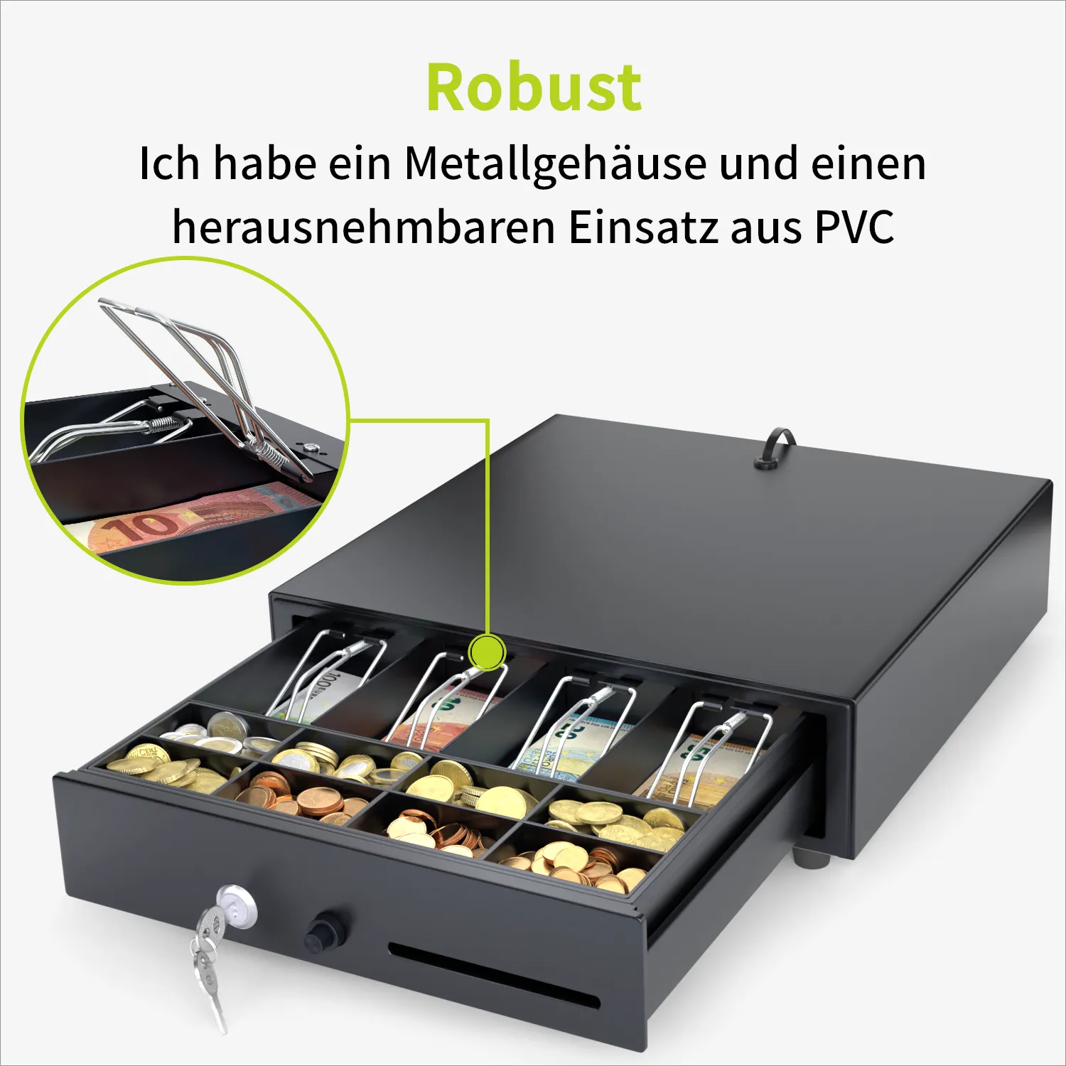 ACROPAQ Cassetto Portadenaro 33,5x33x10 cm Nero a Pulsante