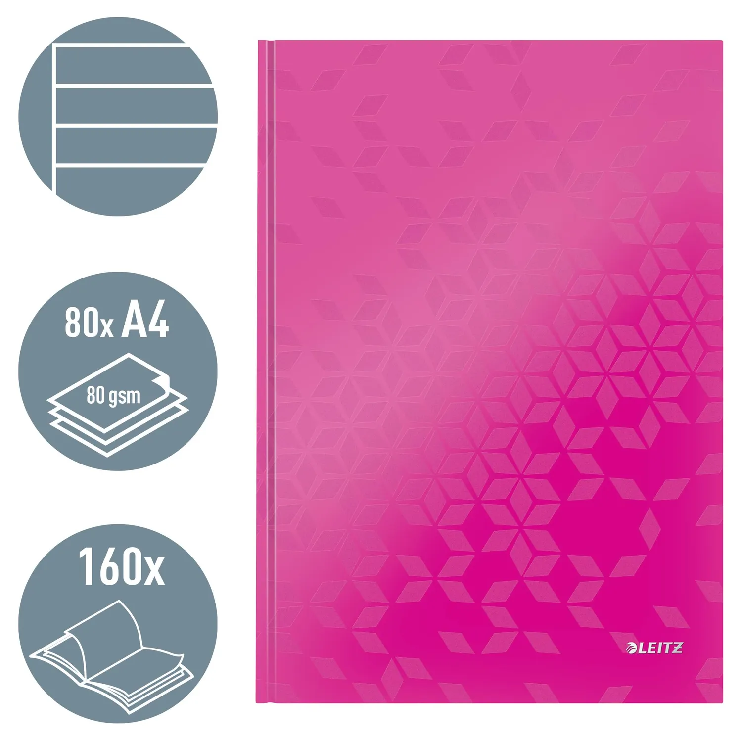 Leitz WOW 46251023 quaderno A4 righe fucsia 160 pagine