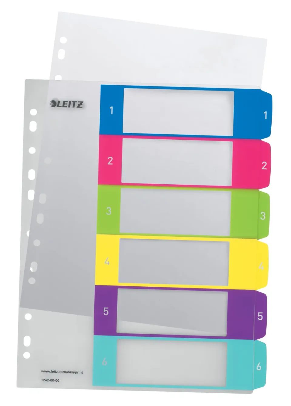 Leitz Ergo WOW 1-6 rubrica divisori A4 extra-largo multicolore