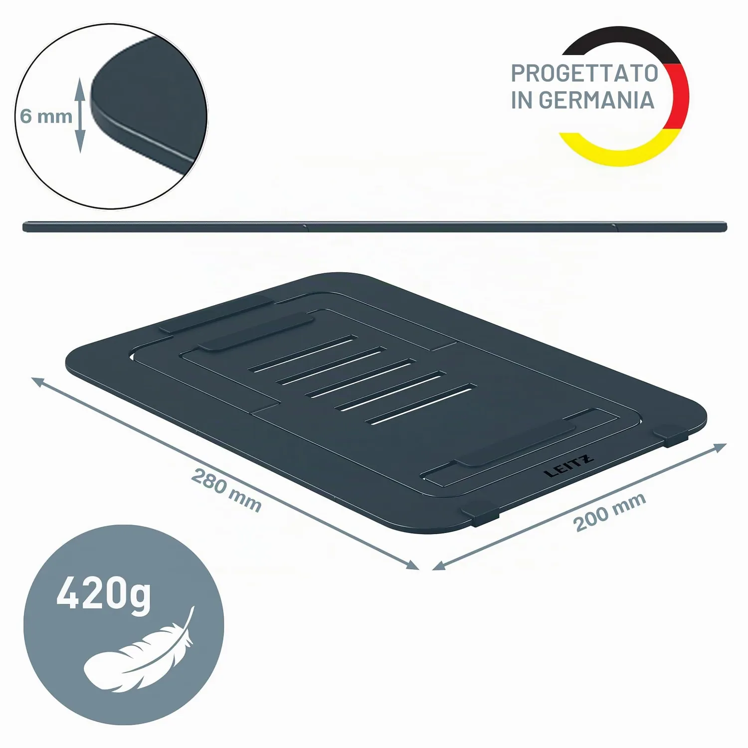 Leitz Ergo SlimLift 63460089 supporto laptop alluminio grigio scuro