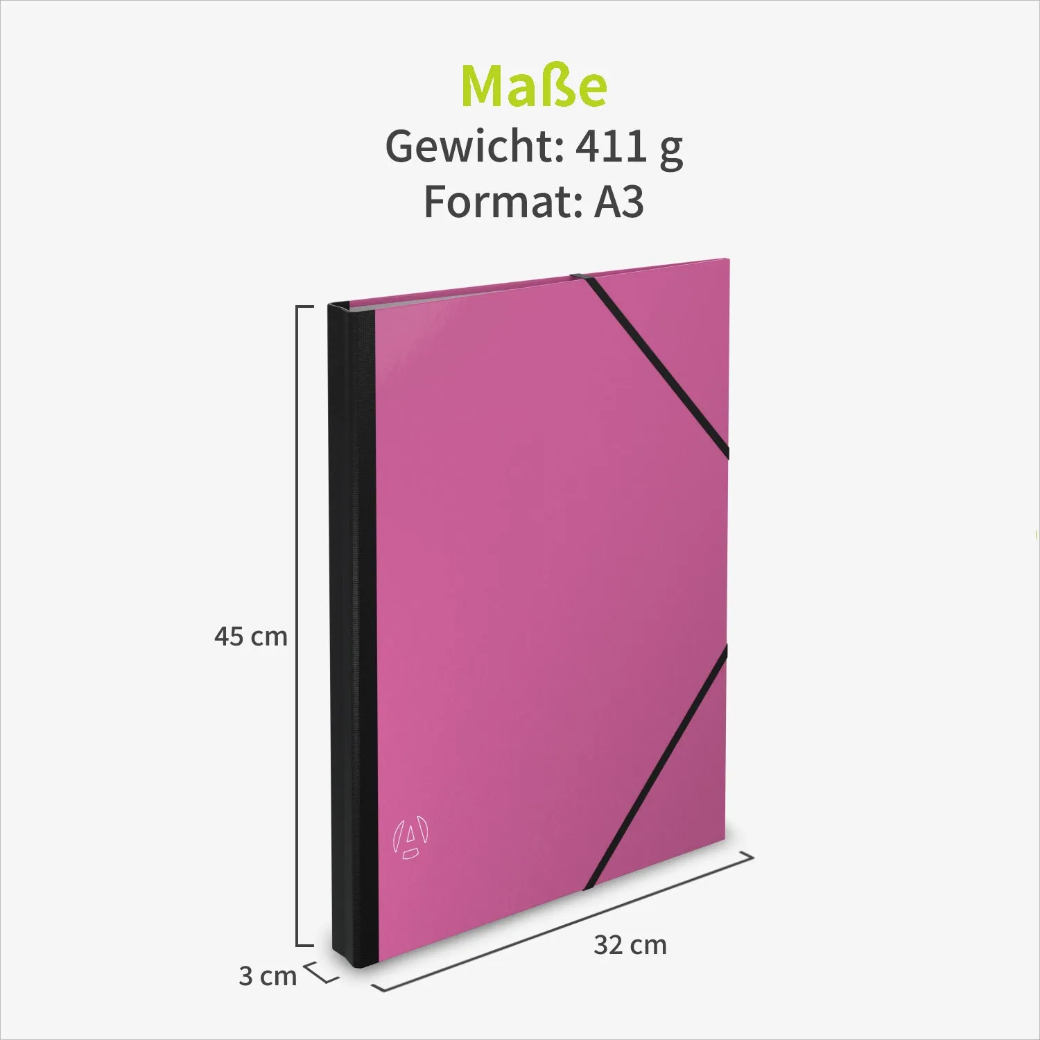 ACROPAQ cartella portadisegni A3 32x45 cm rosa con elastici