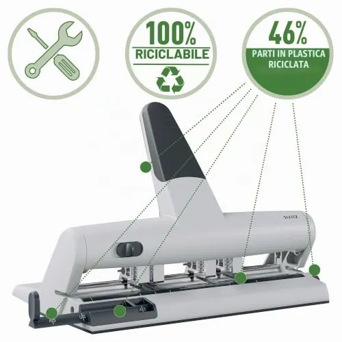Leitz Akto 51140084 perforatore 4 fori argento 30 fogli